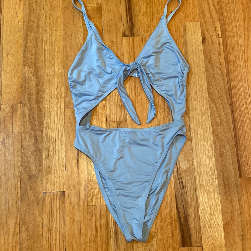Baby Blue cut out one piece swimsuit